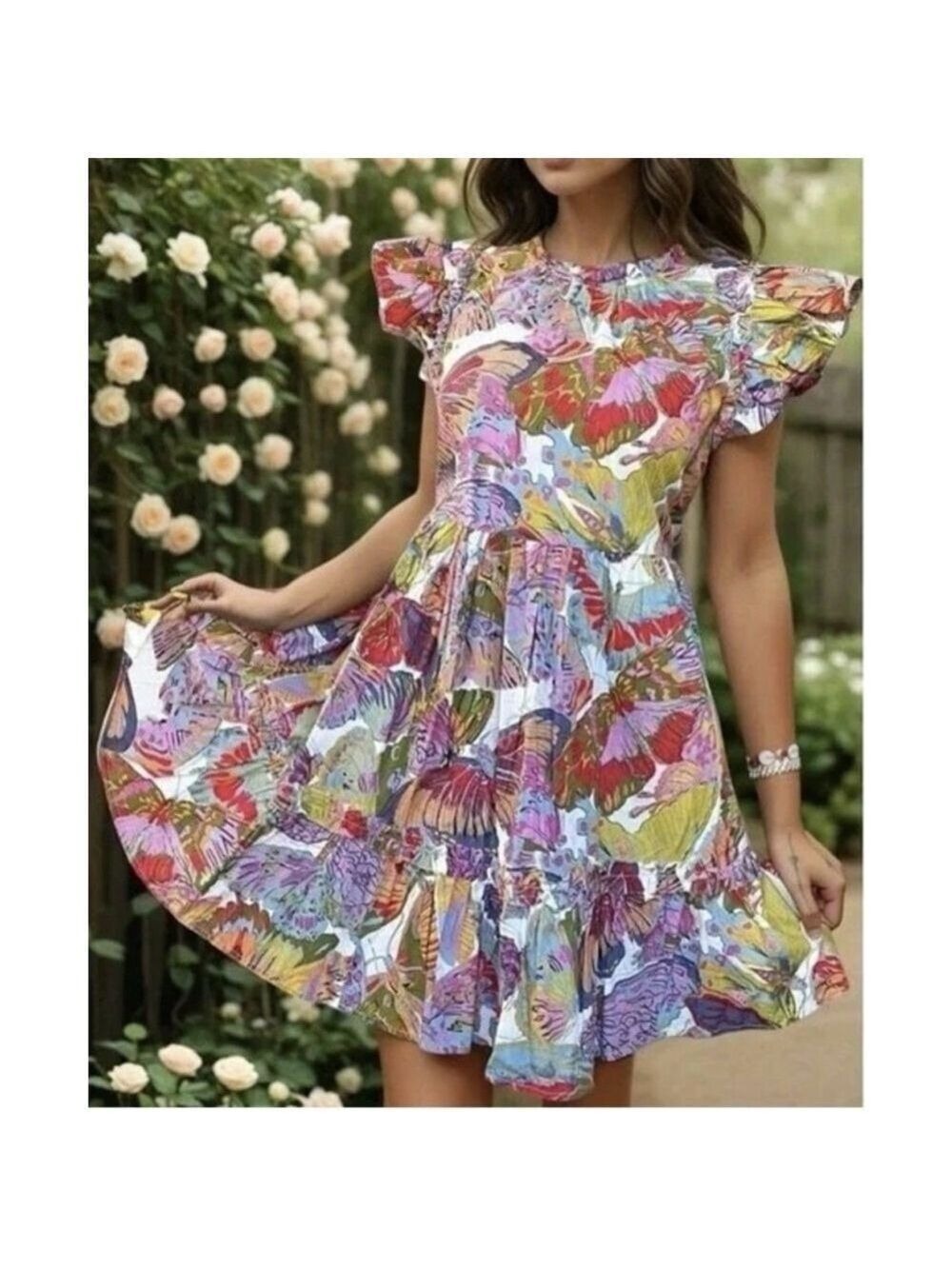 Caroline Constas NY Papillon Ruffle Mini Dress XS Women Butterfly Luxury Party